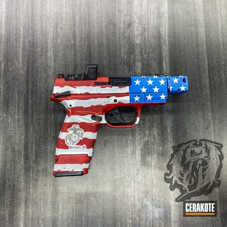 Powder Coating: Hidden White H-242,Laser Engrave,9mm,NRA Blue H-171,S.H.O.T,USA,USMC Red H-167,Springfield Armory,American Flag,Red White And Blue,Hellcat,Distressed American Flag