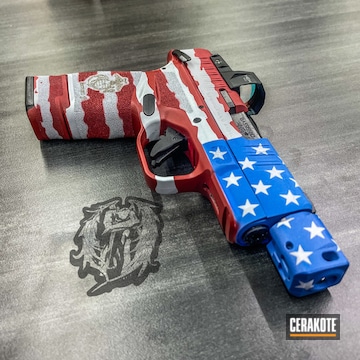 Hidden White, Usmc Red And Nra Blue Springfield Hellcat Tattered American Flag