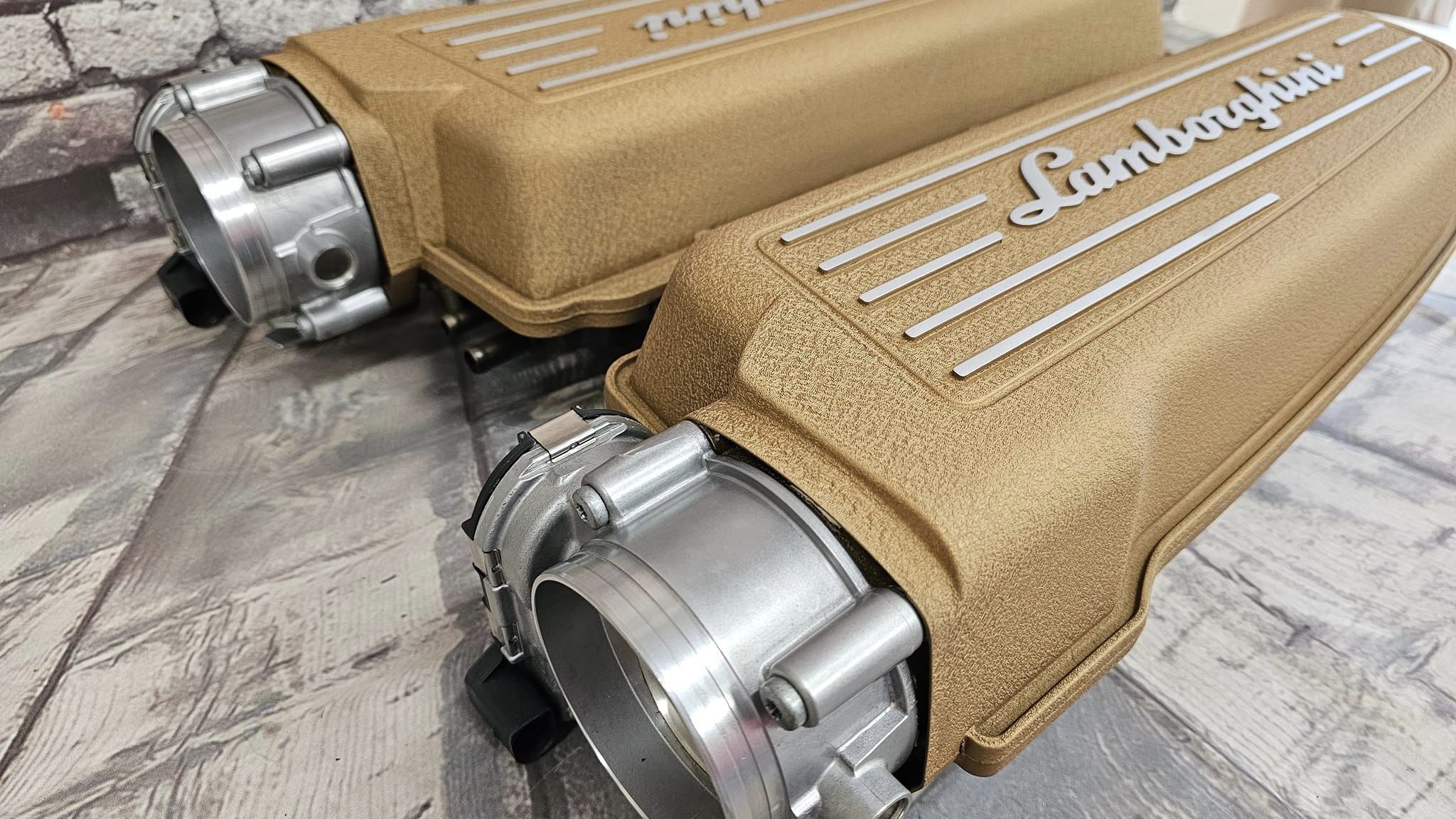 Intake Powder Intake Manifold done in a Satin Aluminum, High Gloss Armor Clear, Gold ...