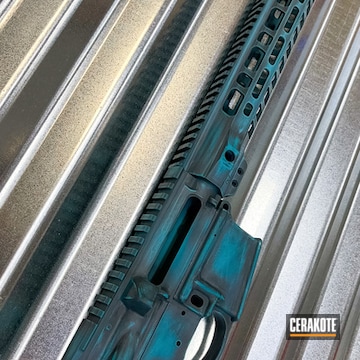 Ar-15 Coated With Cerakote In Sniper Grey And Aztec Teal