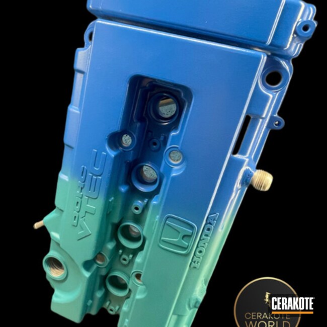 Nra Blue And Aztec Teal Two Tone Fade With High Gloss Armor Clear Finish Valve Cover