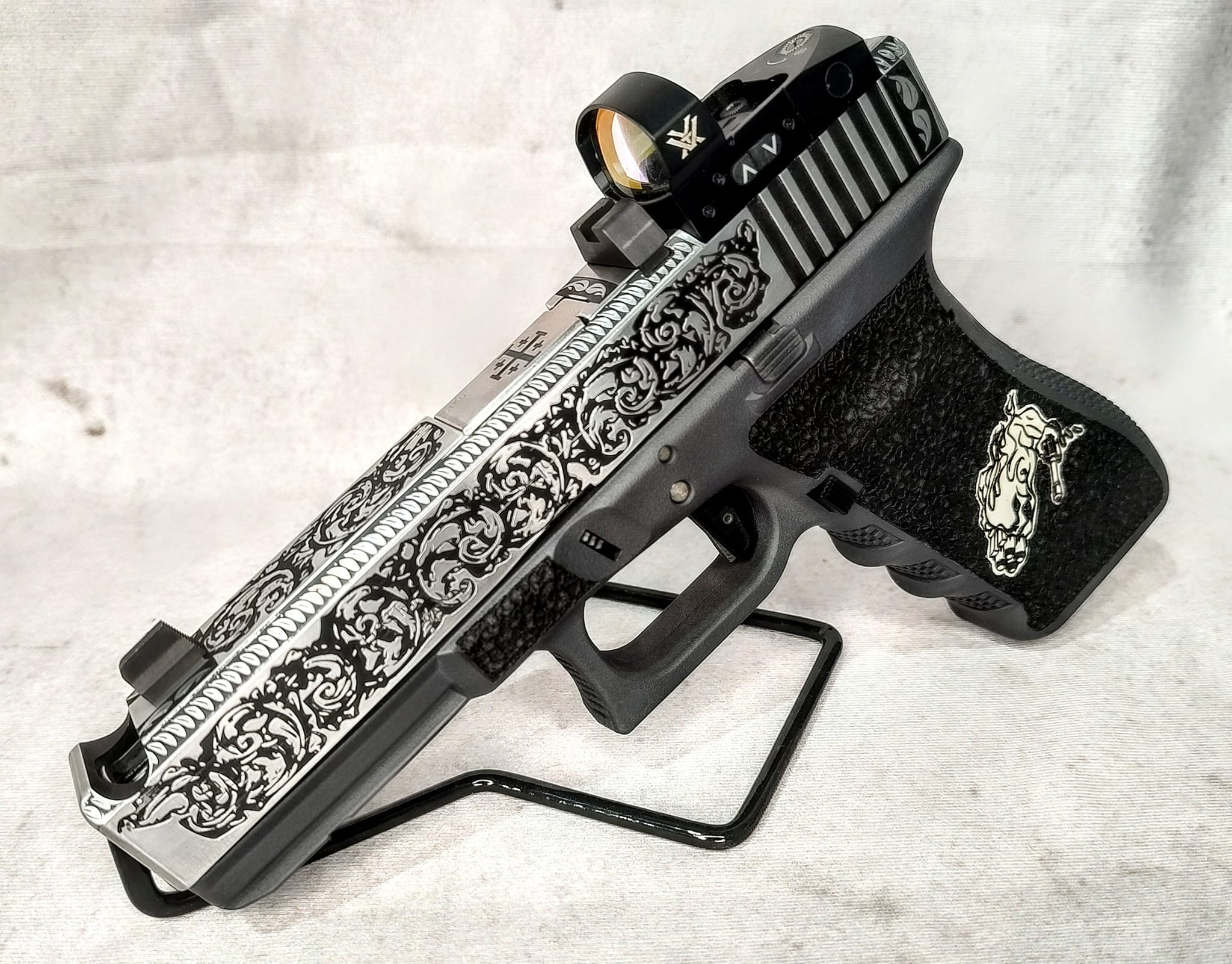 Powder Stippling Custom Glock with laser engraving, machining, Stippling and Cerakote ...