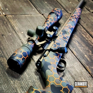 Hunter Hex Pattern On Bolt Action Rifle Coated With Cerakote