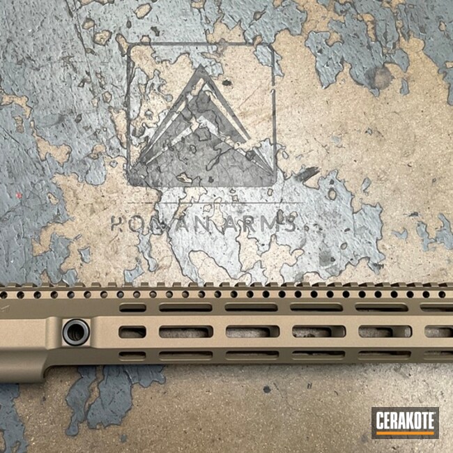 Ar-15 Handrail Coated With Cerakote In E-250, H-122 And E-200