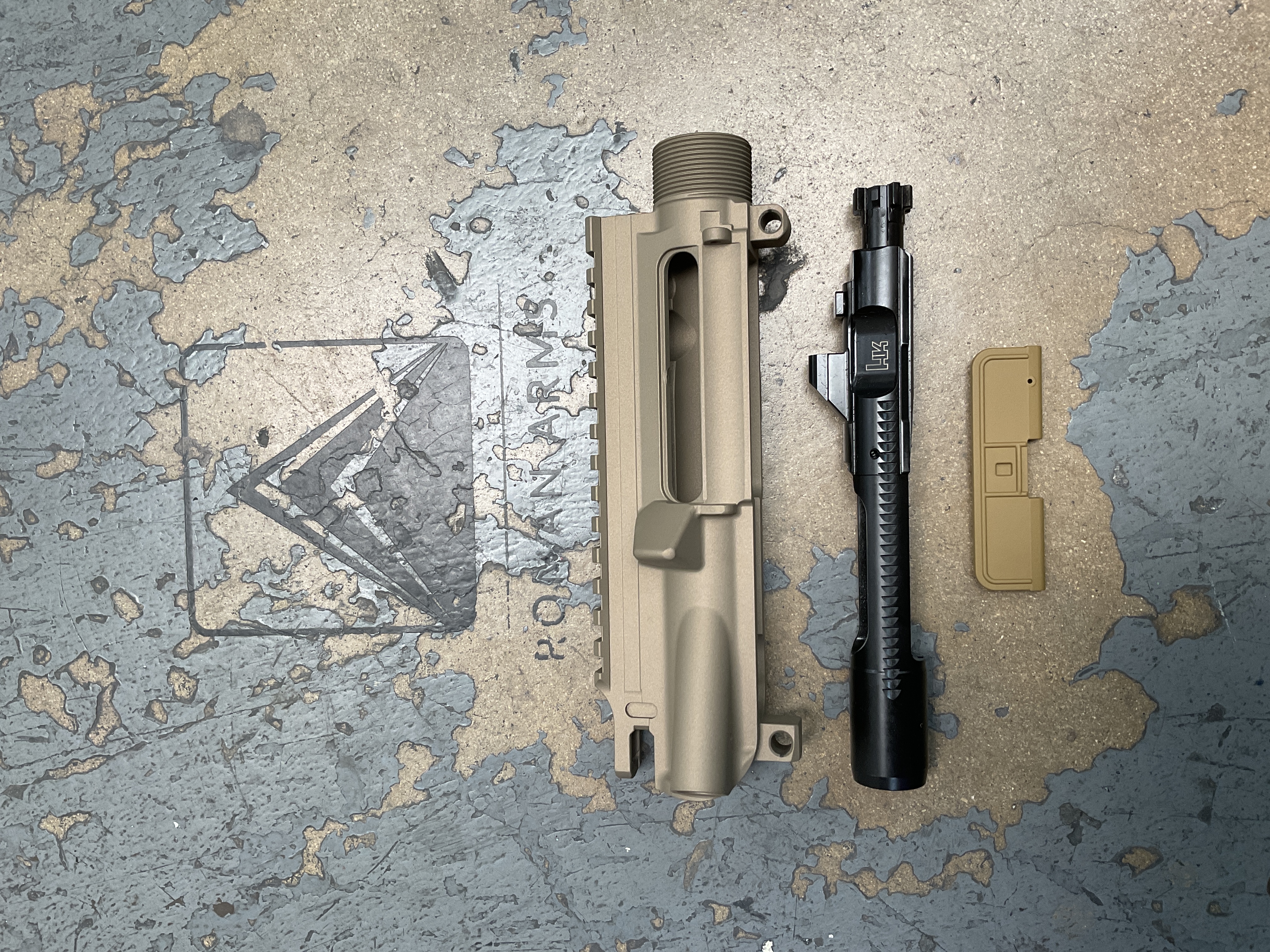 AR-15 Build using a Titanium, RAL 8000, Gold and FDE Finish | Cerakote