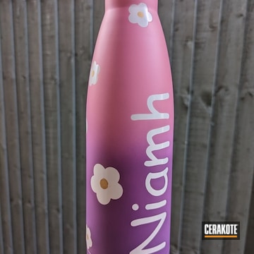 Aluminum Water Bottle Coated With Cerakote In Bazooka Pink, Stormtrooper White, Gold And Bright Purple