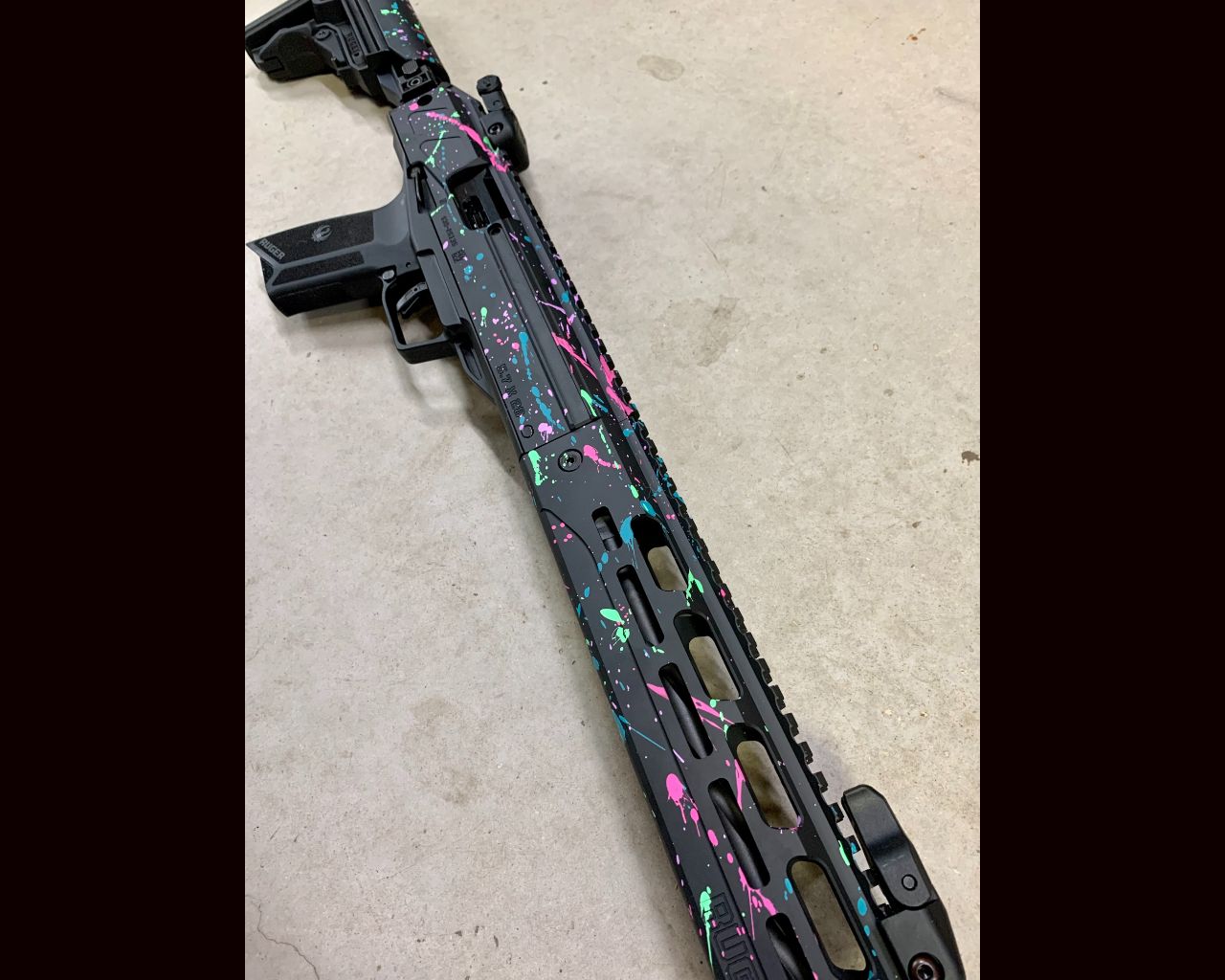 Splatter Painted Rifles Retro Neon Splatter Rifle | Cerakote
