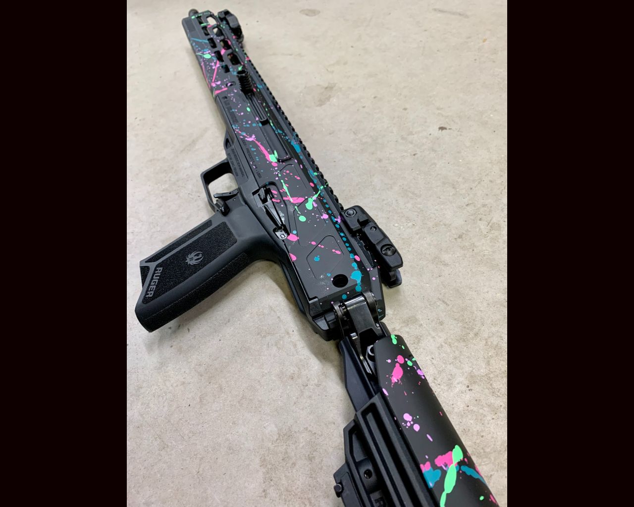 Splatter Painted Rifles Retro Neon Splatter Rifle | Cerakote