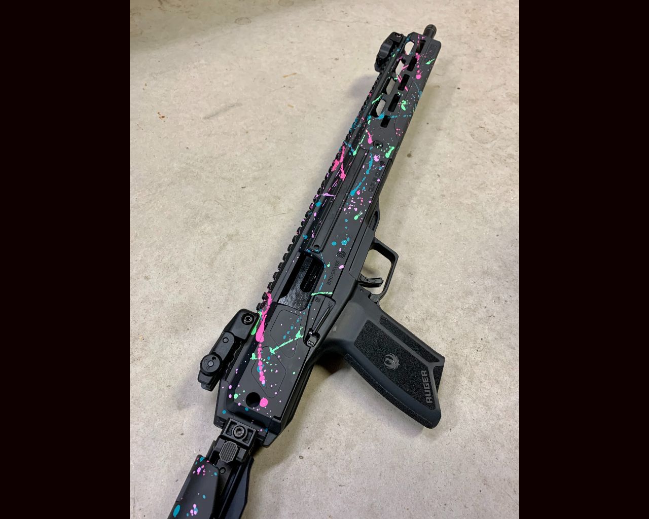 Splatter Painted Rifles Retro Neon Splatter Rifle | Cerakote
