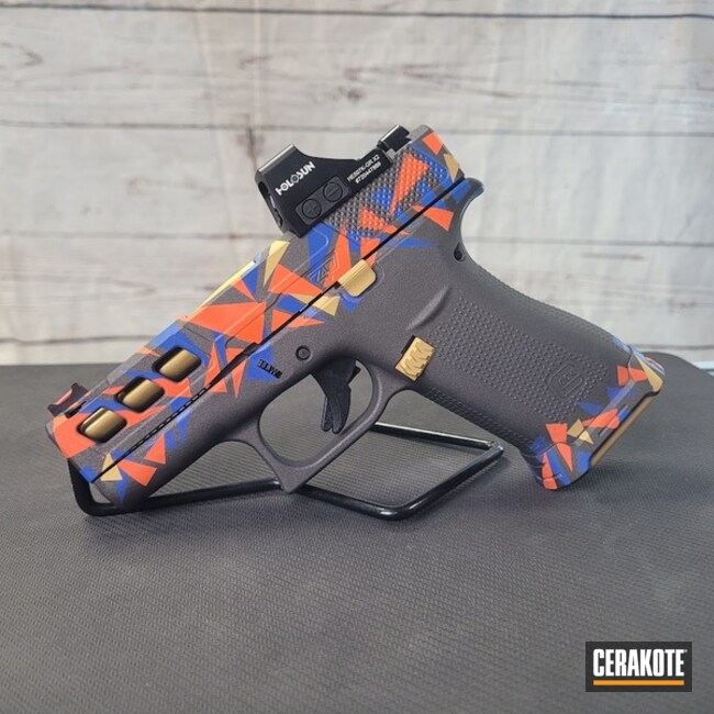 Glock 43x Triangle Camo Coated With Cerakote In H-346, H-171, H-112 And H-122