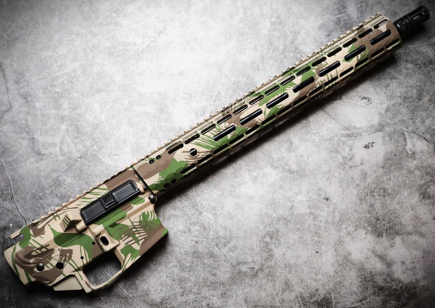 Arid Rhodesian Brushstroke Rhodesian Brushstroke Ar-15 done in H-199, H-258 and H-343 | Cerakote