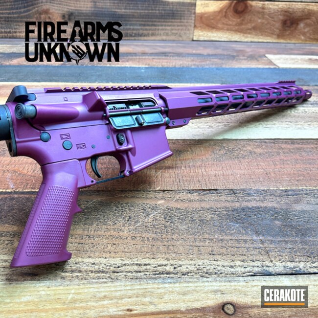 Ar-15 Coated With Cerakote In Black Cherry And Cranberry Frost