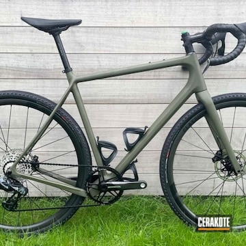 Bicycle Frame Coated With Cerakote In Sniper Green