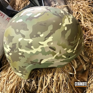 Opscore Helmet Done In Multicam Coated With Cerakote In H-345, H-199, H-339, H-258, H-143, H-261, H-344 And H-341