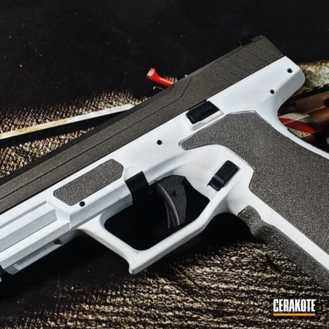Pistol Coated With Cerakote In Hidden White And Tungsten