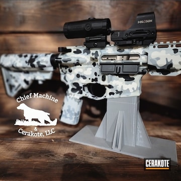 Snow Camo Ar Coated With Cerakote In H-242, H-136, H-157, H-213 And H-146
