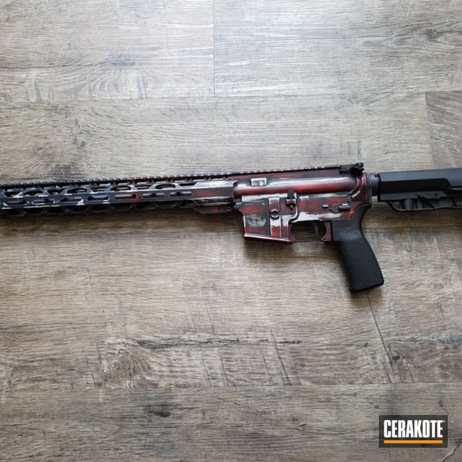 Distressed American Flag Ar Coated With Cerakote In H-127, H-167 And H-146
