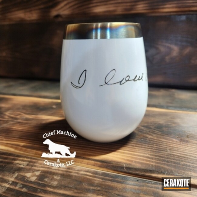 Grandmother's Handwriting Tumbler  Coated With Cerakote In H-297