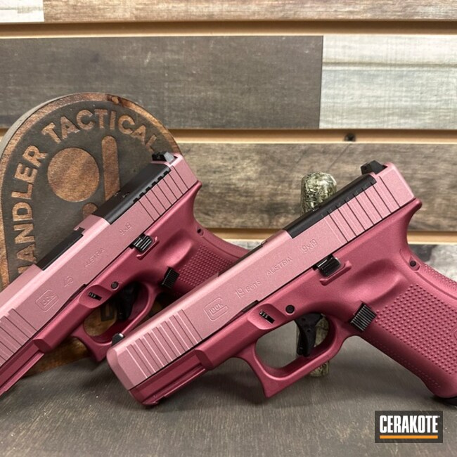 Custom Glock Coated With Cerakote In Cranberry Frost, Blush And Fs Green