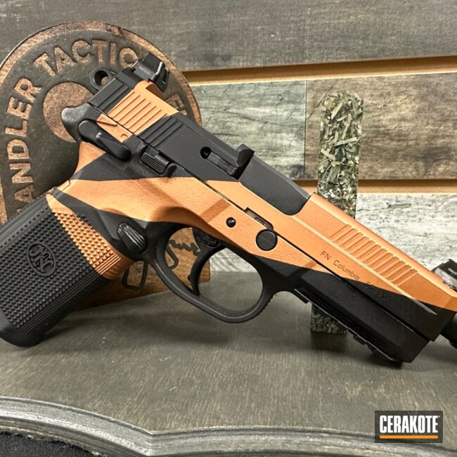 Fnx-45 Tactical Coated With Cerakote In Graphite Black And Copper