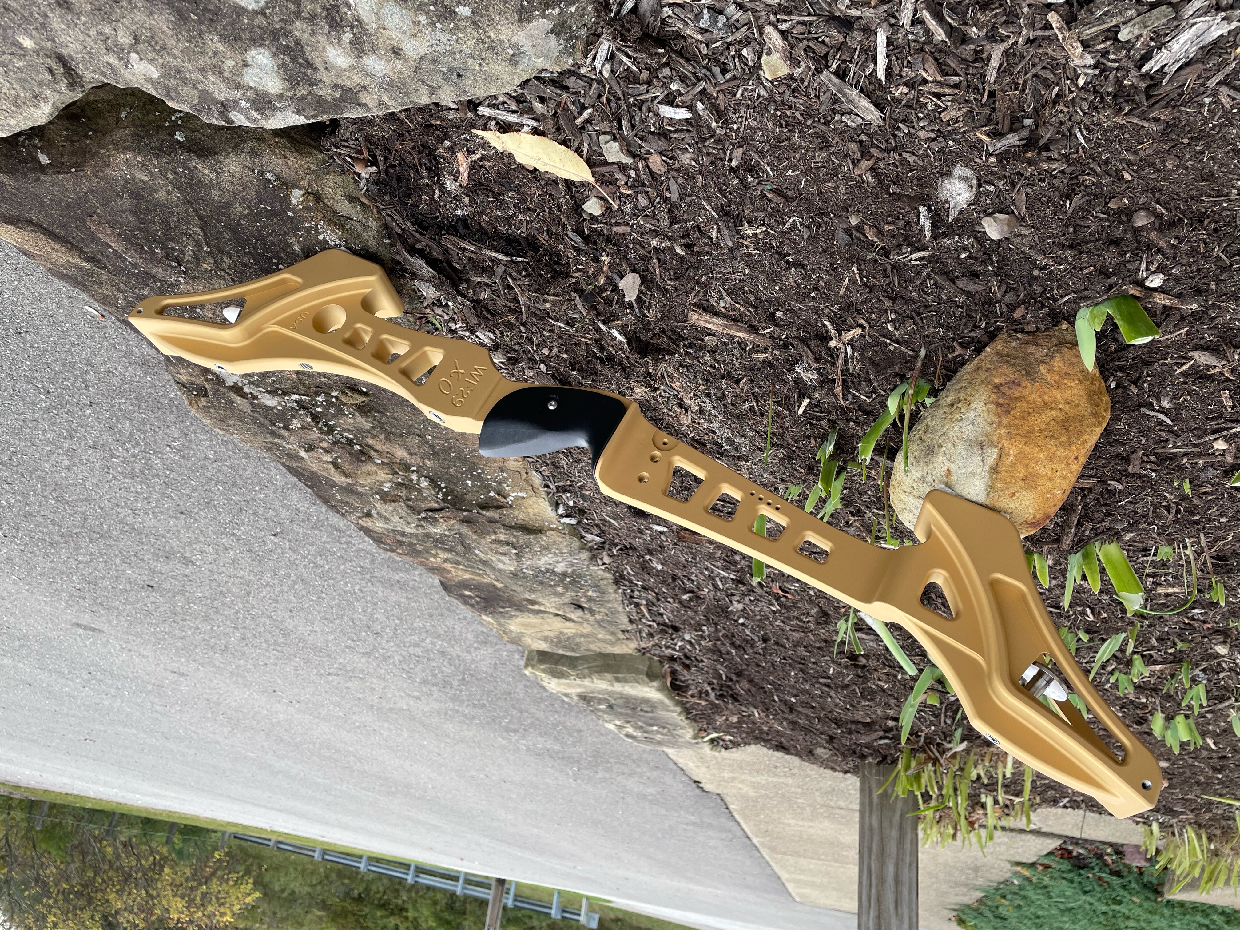 Bow Riser coated with a Gold Finish | Cerakote