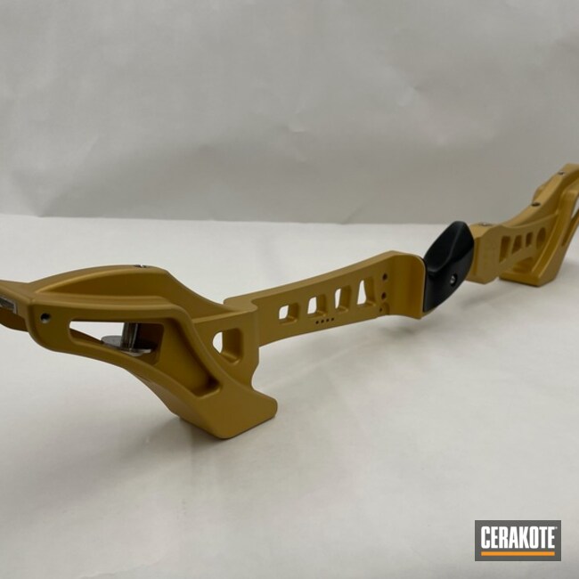 Bow Riser Coated With Cerakote In Gold