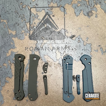 Knife Parts Coated With Cerakote In H-236 And H-185