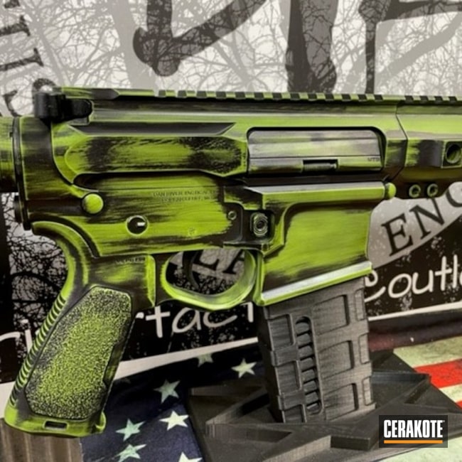 Ar-15 Zombie Themed Coated With Cerakote In Zombie Green And Graphite Black