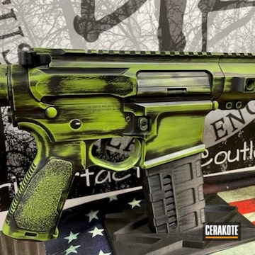 Ar-15 Zombie Themed Coated With Cerakote In Zombie Green And Graphite Black