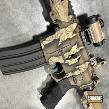 Custom Tiger Stripe Camo On Ar15 Coated With Cerakote In H-226, H-33446, H-146 And H-265