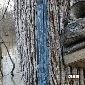 Shotgun In Tennessee Oak In Gray Scale Coated With Cerakote In H-297, C-111, H-210, H-146 And H-185