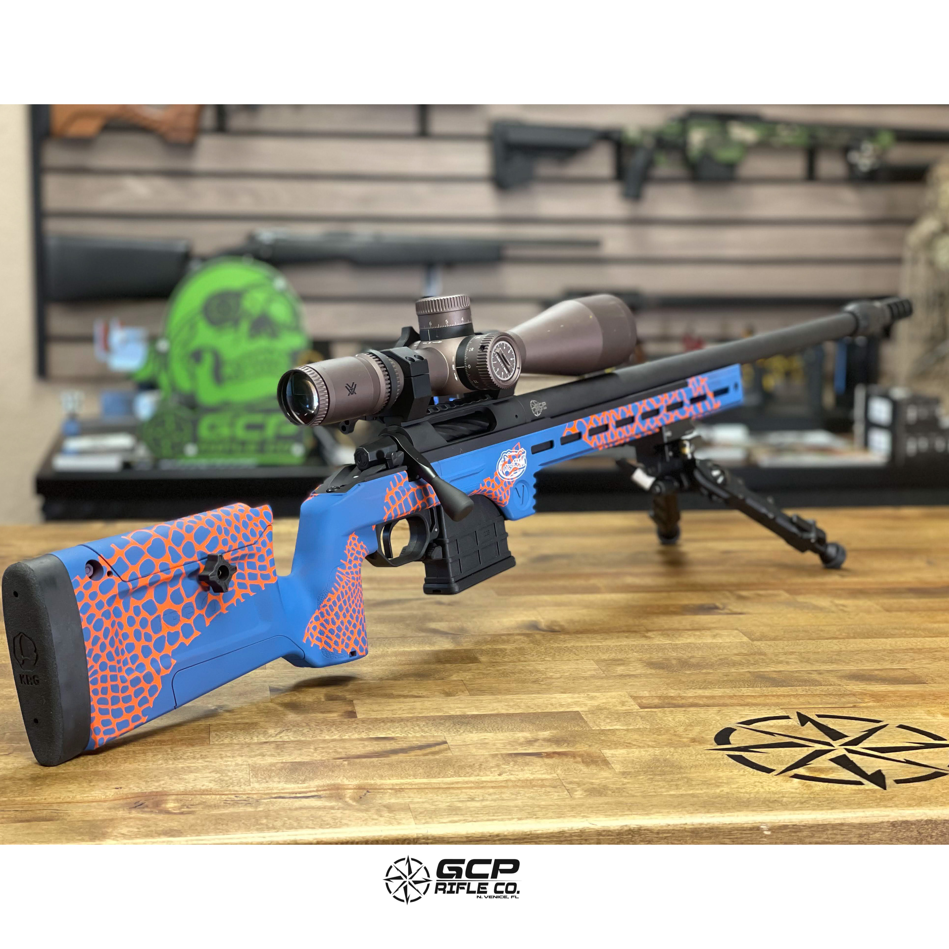Florida Gators theme on bolt action rifle | Cerakote