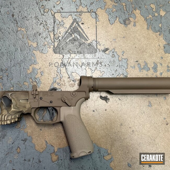 Custom Lower Receiver  Coated With Cerakote In Armor Black, Fs Sabre Sand  , Coyote Tan And Magpul® Flat Dark Earth