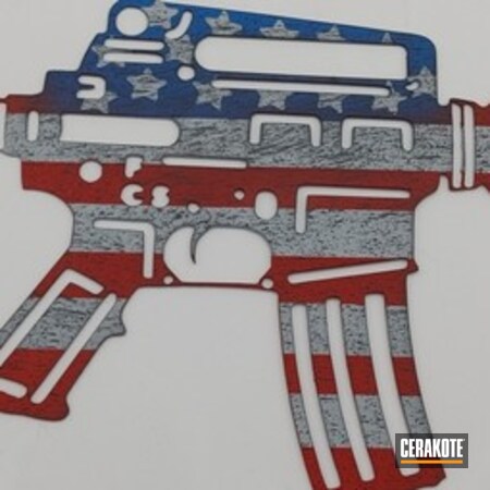 Powder Coating: NRA Blue H-171,M4 Carbine,BATTLESHIP GREY H-213,FIREHOUSE RED H-216,Distressed American Flag,Metal Art