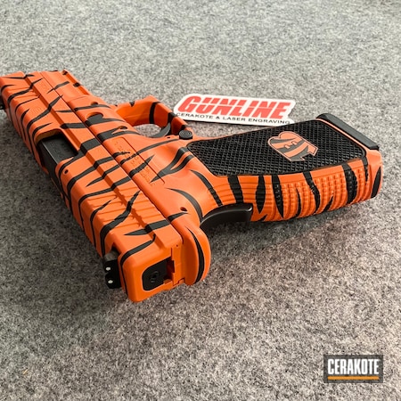 Powder Coating: Hunter Orange H-128,Graphite Black H-146,Tiger Stripes,S.H.O.T,Springfield XD,Springfield Armory,Bengals,Laser Stippled,Laser Engraved