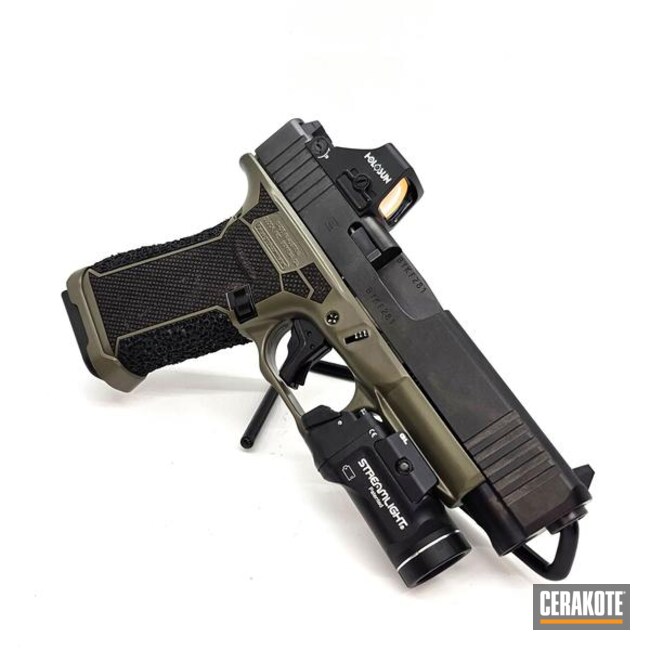 Glock 48 Frame In O.d. Green With Laser And Hand Stippled Grip 
