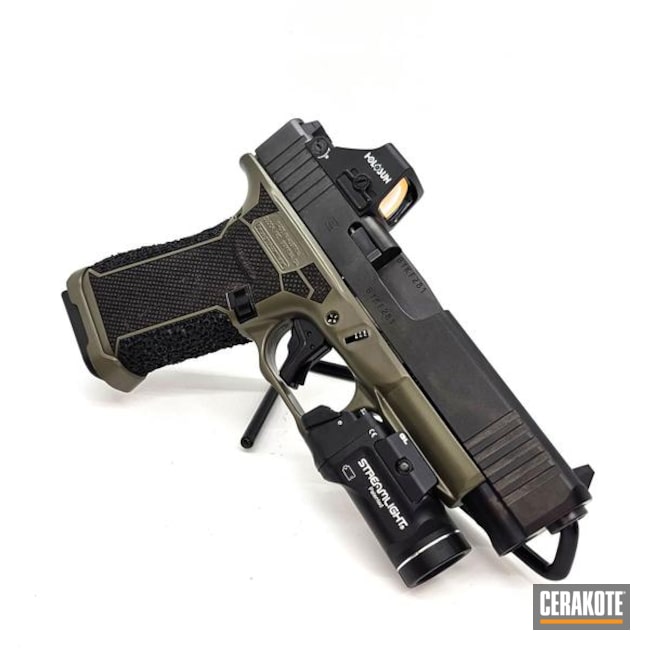 Glock 48 Frame In O.d. Green With Laser And Hand Stippled Grip 