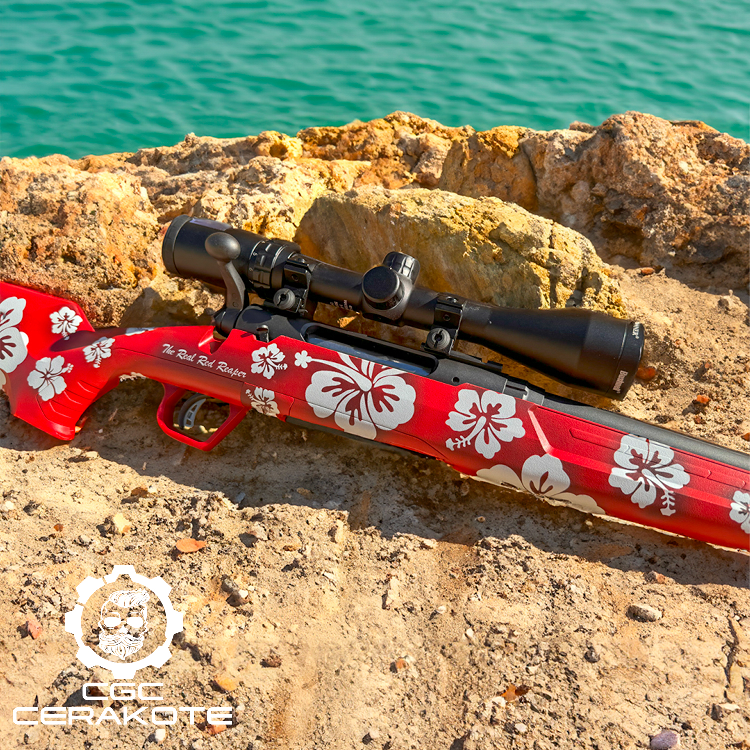 Bolt Action Rifle - Hibiscus Pattern | Cerakote