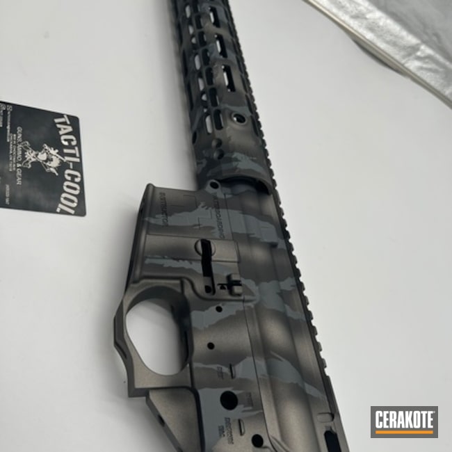 Tiger Stripe Ar Builders Set Coated With Cerakote In Magpul® Stealth Grey, Armor Black And Sniper Grey