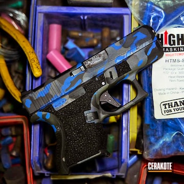 Custom Stippled And Painted Blue Multicam Glock