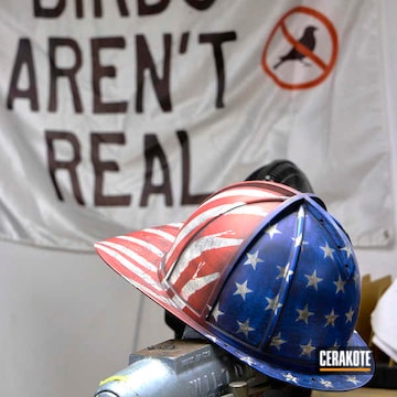 Custom Firefighter's Helmet With Distressed American Flag