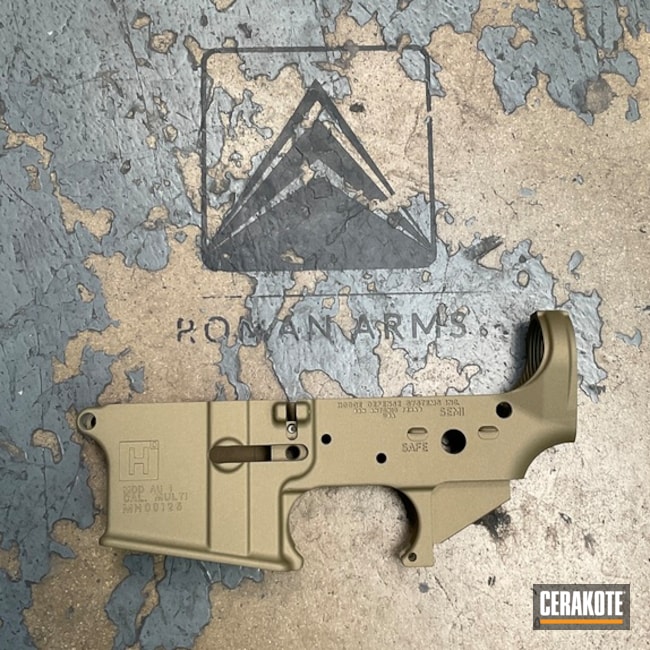 Troy® Coyote Tan, Bright Nickel And Gold Custom Lower Receiver
