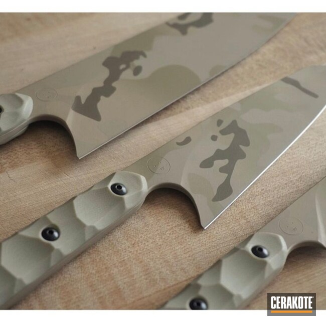 Knife Coated With Cerakote In Patriot Brown, Coyote Tan, Glock® Fde And Magpul® Flat Dark Earth