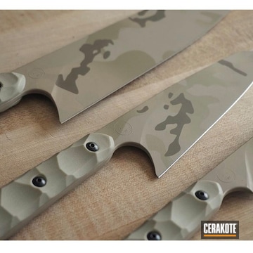 Knife Coated With Cerakote In Patriot Brown, Coyote Tan, Glock® Fde And Magpul® Flat Dark Earth