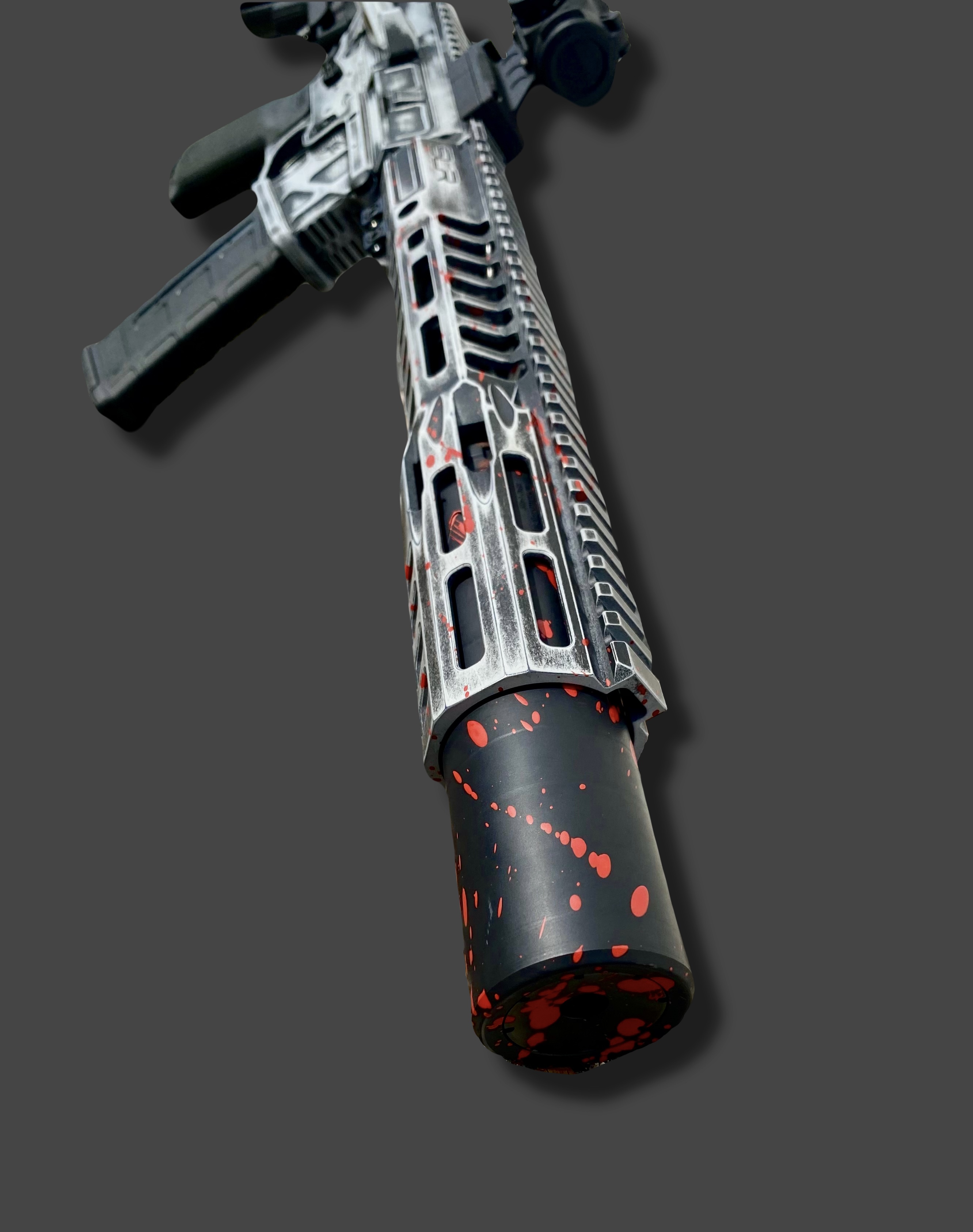 Splatter Painted Rifles Bloody Battle Worn Tactical Rifle | Cerakote