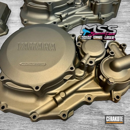 Powder Coating: Motorcycle Engine,Argentina,Engine,Automotive,Burnt Bronze H-148,MSS Paint,Yamaha,Engine Cover