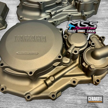 Powder Coating: Motorcycle Engine,Argentina,Engine,Automotive,Burnt Bronze H-148,MSS Paint,Yamaha,Engine Cover