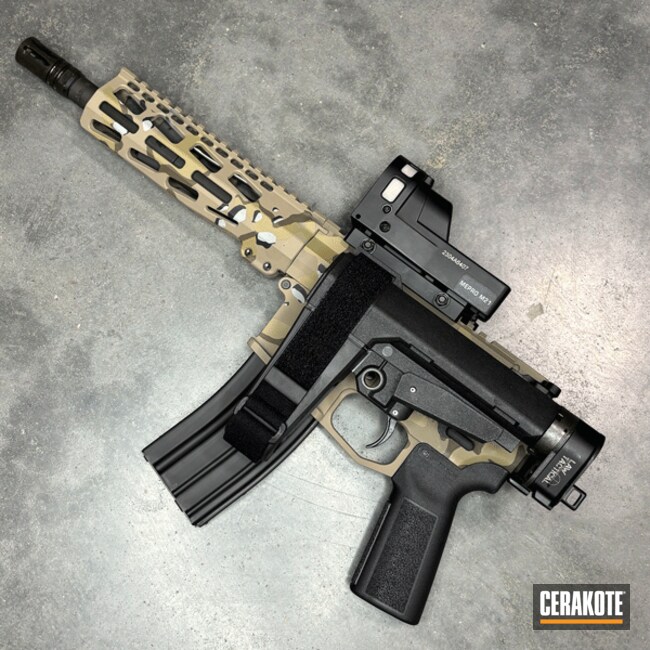 Custom Chocolate Chip Camo brown/tan scale on 300BO pistol | Cerakote