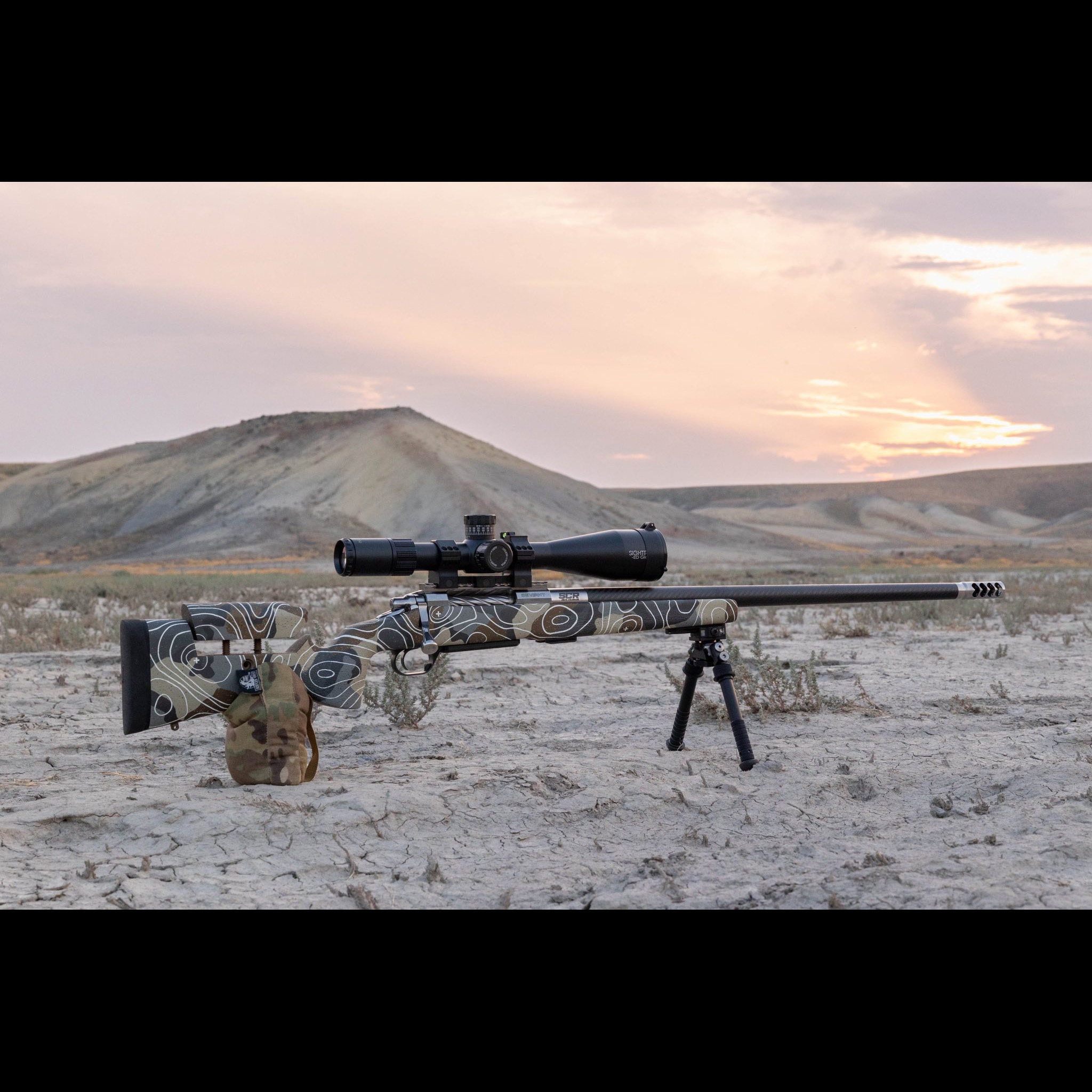 Topographic Rifle Topo map lines over camo | Cerakote