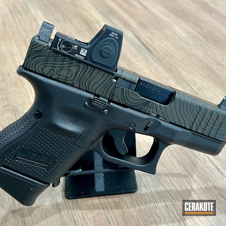 Powder Coating: Topographical Map,Graphite Black H-146,Glock,Glock 26,S.H.O.T,Topographic Camo,Glock 26 Slide,Topographical,MAGPUL® O.D. GREEN H-232
